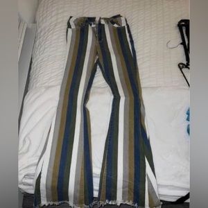 Striped Bell Bottom Jeans
